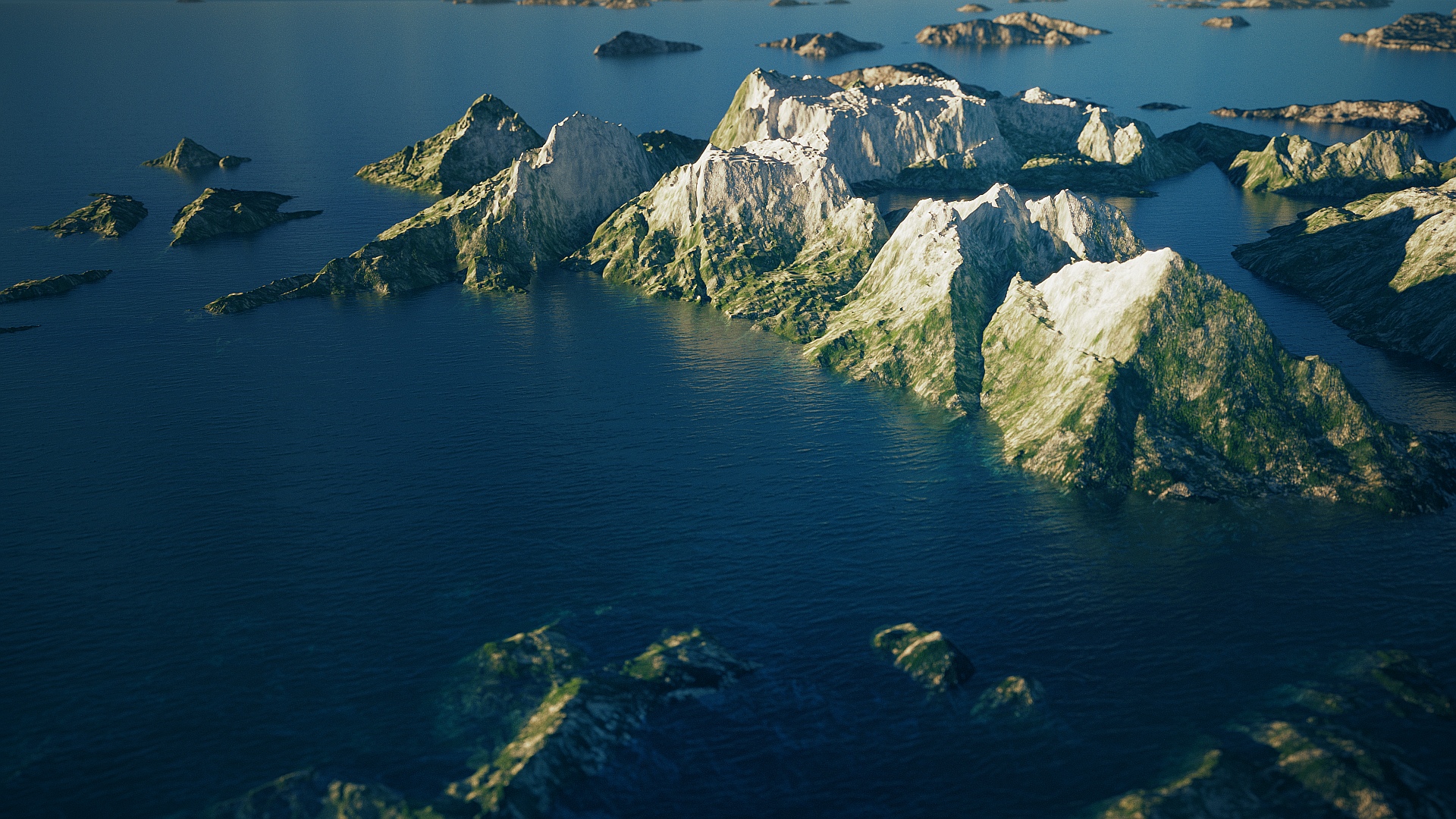The mountains render