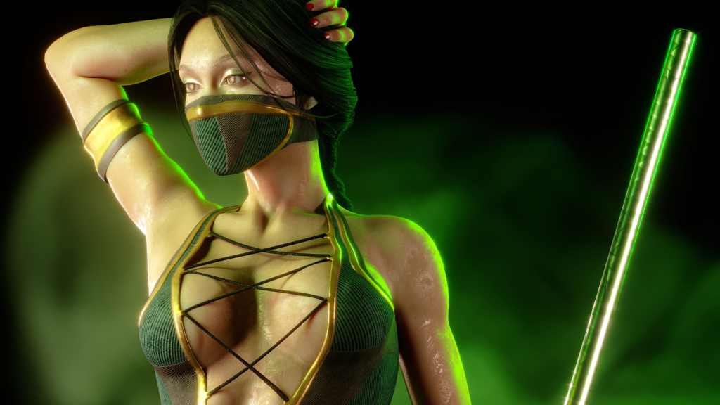 3D модель Джейд из Mortal Kombat 11 в оригинальном костюме из Mortal Kombat...